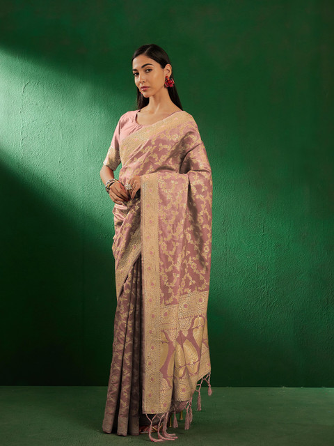 Sangria Floral Woven Design Banarasi Saree - Image 3