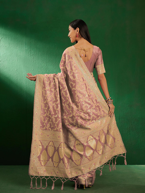 Sangria Floral Woven Design Banarasi Saree - Image 4