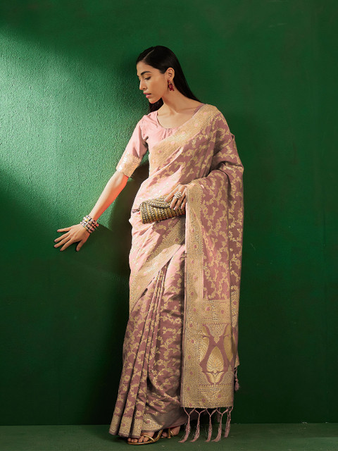 Sangria Floral Woven Design Banarasi Saree - Image 5