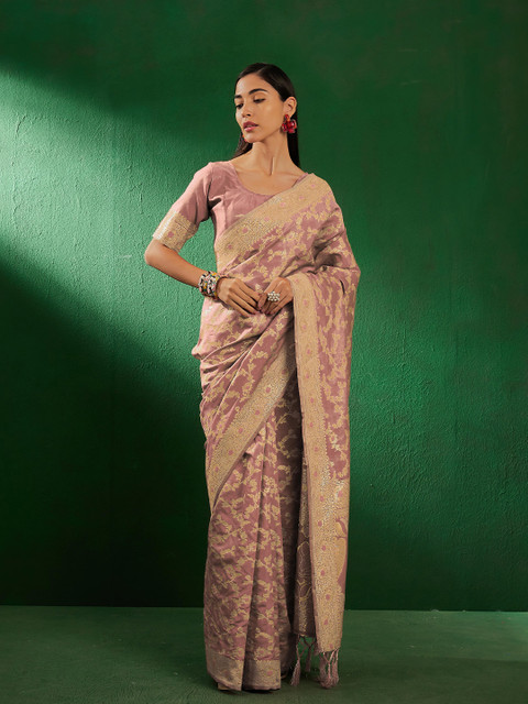 Sangria Floral Woven Design Banarasi Saree - Image 2