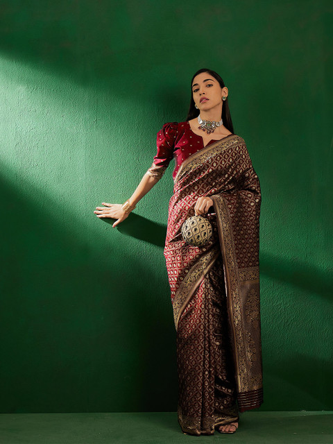 Sangria Ethnic Motifs Woven Design Banarasi Saree