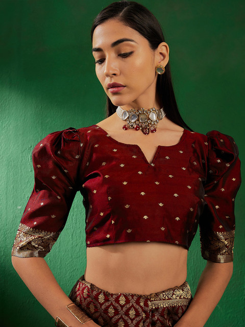 Sangria Ethnic Motifs Woven Design Banarasi Saree - Image 7