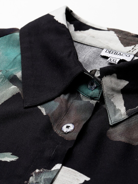 DEEBACO Plus Size Shirt Collar Floral Print A-Line Midi Dress - Image 7