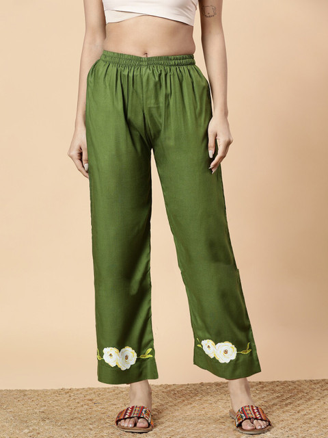 LetsDressUp Women Floral Hem Design Ethnic Palazzos