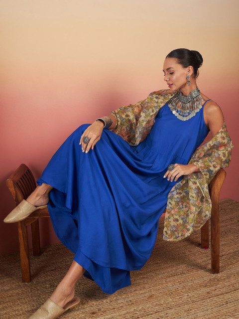 InWeave Women Empire Kurta with Palazzos & With Dupatta - Image 7
