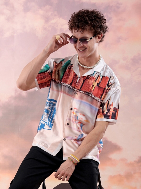 The Indian Garage Co Men Relaxed Fit Graphic Printed Resortwear Shirt
