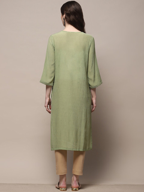 Biba Women Keyhole Neck Thread Work Republic Day Republic Day Kurta - Image 5