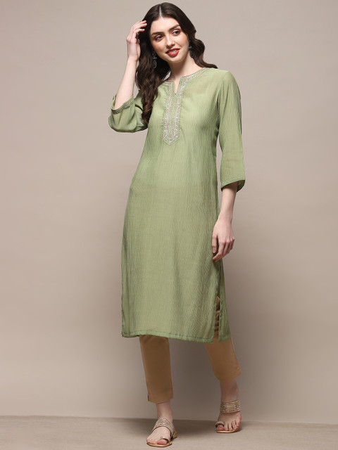 Biba Women Keyhole Neck Thread Work Republic Day Republic Day Kurta - Image 6
