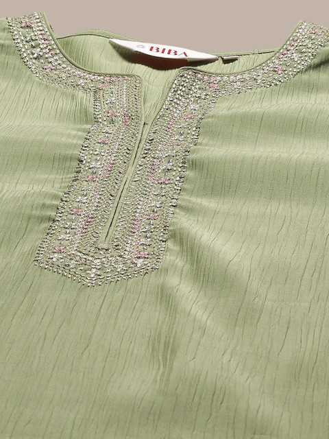 Biba Women Keyhole Neck Thread Work Republic Day Republic Day Kurta - Image 2