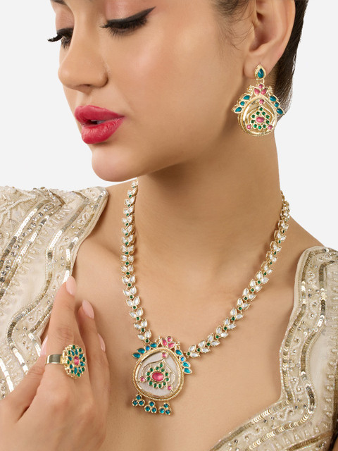 Zaveri Pearls Gold-Plated Kundan-Studded Jewellery Set