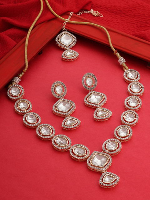 Zaveri Pearls Gold-Plated Stone-Studded Jewellery Set