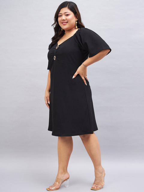 Orchid Blues Plus Size Sweetheart Neck Flared Sleeve A-Line Dress - Image 4