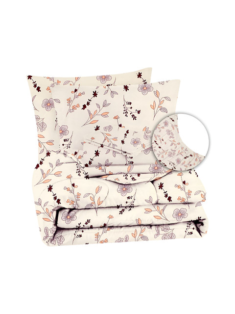 bsb home Beige & Coffee Brown Self Design Other 4 Piece Double Queen Superfine Bedding Set - Image 2