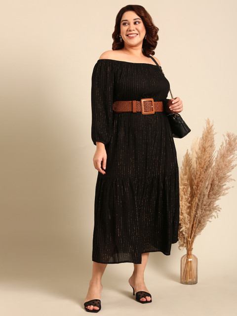 The Pink Moon Plus Size Off-Shoulder Puff Sleeve Maxi Dress