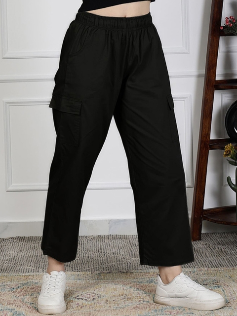 NEUDIS Women Mid-Rise Relaxed Straight Leg Cotton Cargos