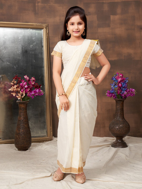 BAESD Zari Bordered Ready To Wear Saree With Blouse