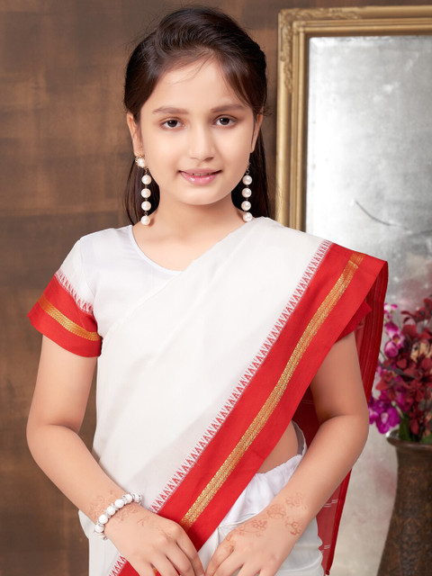 BAESD Girls Zari Bangoli Ready to Wear Saree - Image 5