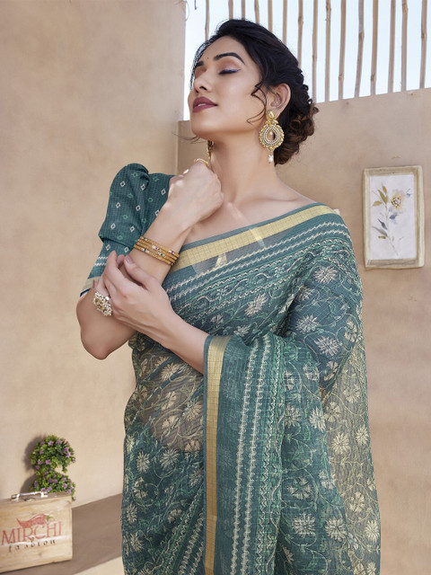 KALINI Floral Zari Saree - Image 3