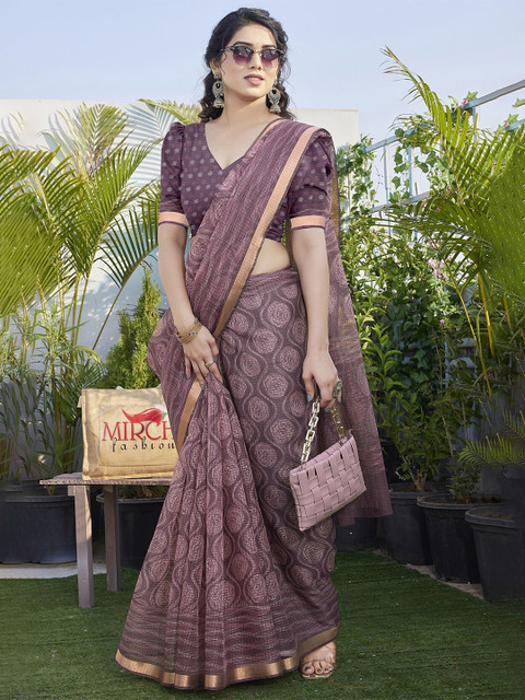 KALINI Zari Block Print Saree