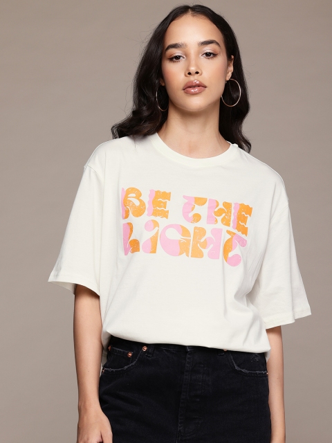The Roadster Lifestyle Co. Women Printed Pure Cotton Oversized T-shirt