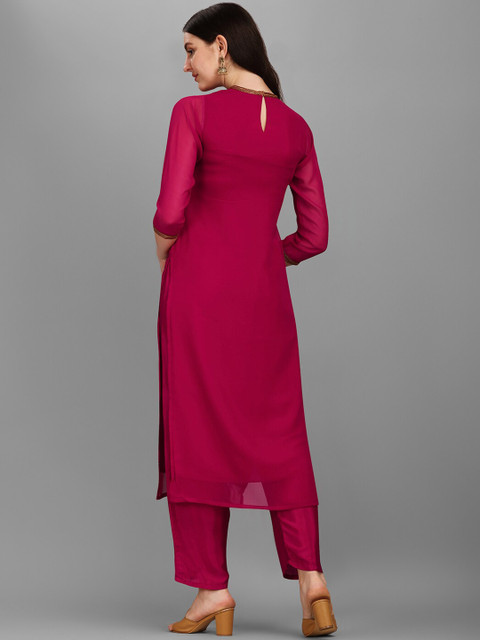 KALINI Floral Embroidered Sequinned Kurta With Trouser - Image 4