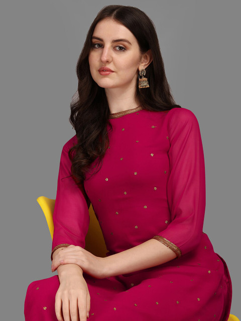 KALINI Floral Embroidered Sequinned Kurta With Trouser - Image 2