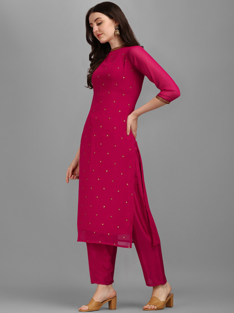 KALINI Floral Embroidered Sequinned Kurta With Trouser - Image 3