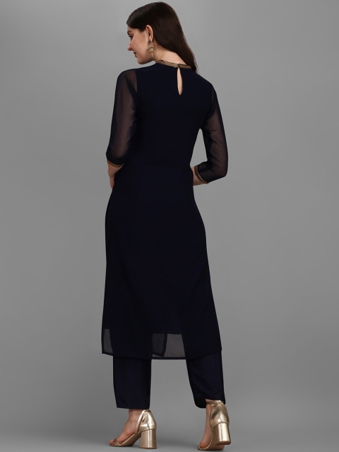 KALINI Sequin Embellished Straight Kurta with Trousers - Image 4
