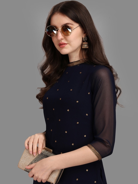 KALINI Sequin Embellished Straight Kurta with Trousers - Image 2