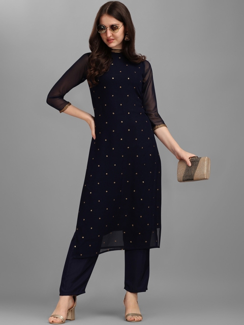 KALINI Sequin Embellished Straight Kurta with Trousers - Image 6
