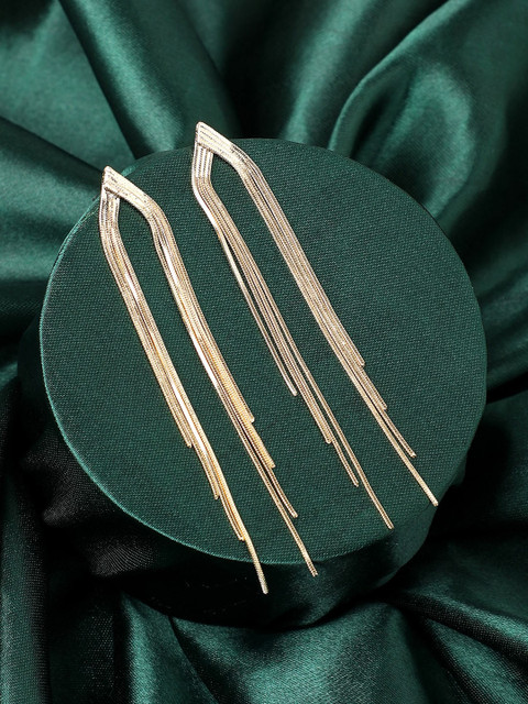 SOHI Gold-Plated Dangling Drop Earrings