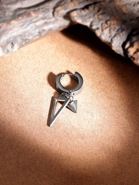 The Roadster Lifestyle Co. Men Rhodium-Plated Hoop Earrings