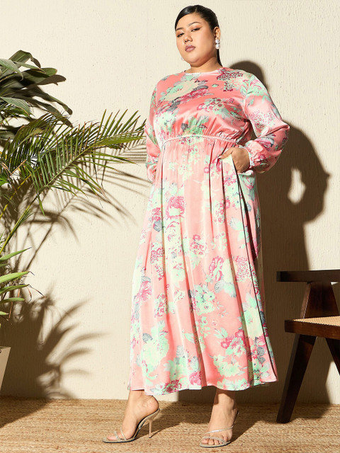 CURVE BY KASSUALLY Plus Size Floral Printed Puff Sleeve Maxi Dress - Image 3