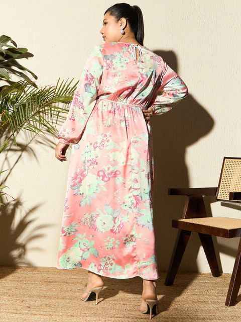 CURVE BY KASSUALLY Plus Size Floral Printed Puff Sleeve Maxi Dress - Image 4