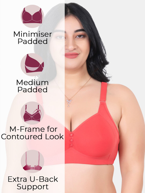 KOMLI Pack Of 2 Plus Size Lightly Padded Cotton Minimizer Bra With All Day Comfort - Image 6