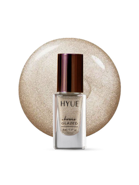 HYUE Chrome Glazed Nail Paint - icy Silver - Quick Dry and Chip Resistant with Jojobal Oil