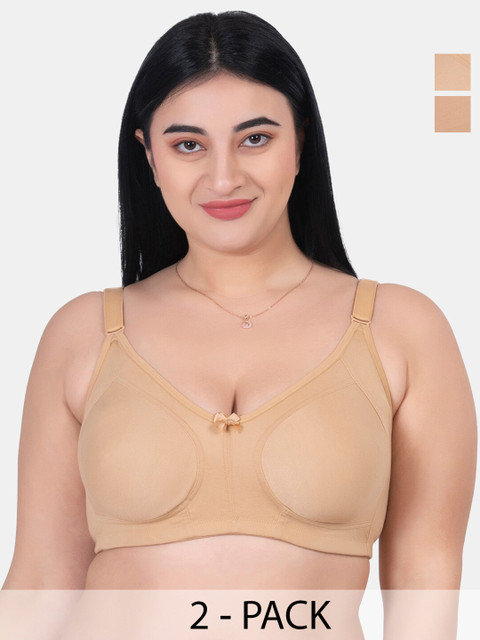 KOMLI Pack Of 2 Plus Size Full Coverage Cotton Minimiser Bra With All Day Comfort