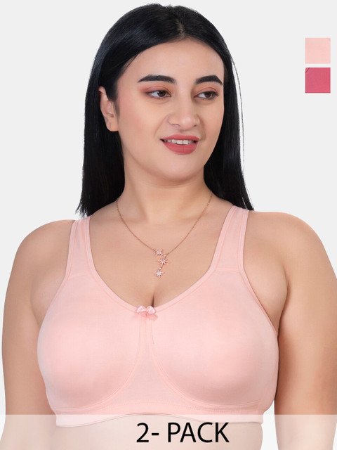 KOMLI Pack Of 2 Plus Size Full Coverage Cotton Minimiser Bra With All Day Comfort