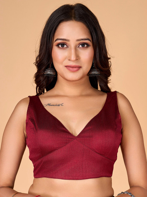 flaher V-Neck Silk Ready To Wear Saree Blouse