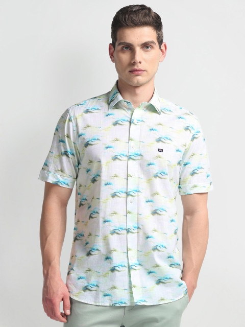 Arrow Sport Abstract Printed Pure Cotton Short Sleeves Casual Shirt