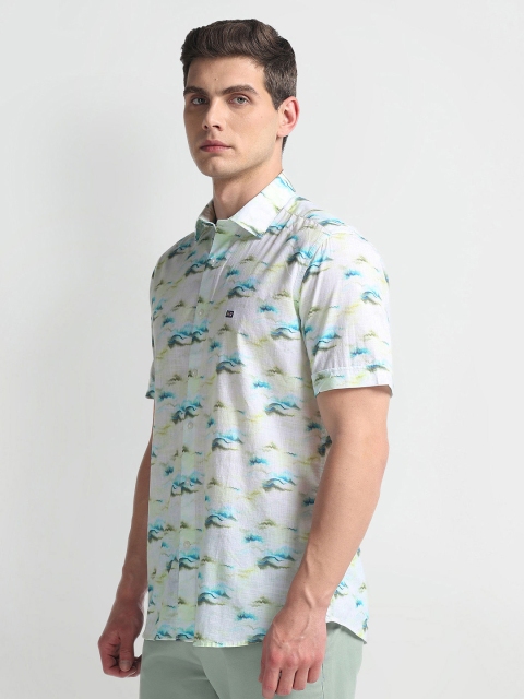 Arrow Sport Abstract Printed Pure Cotton Short Sleeves Casual Shirt - Image 3
