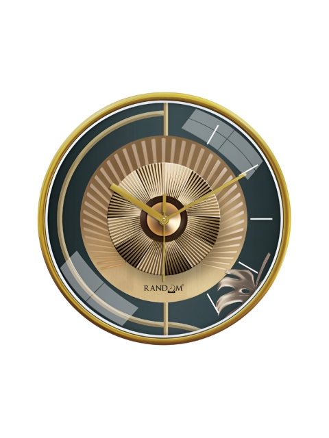 RANDOM Gold Toned & Blue Printed Contemporary Round Wall Clock - Image 6