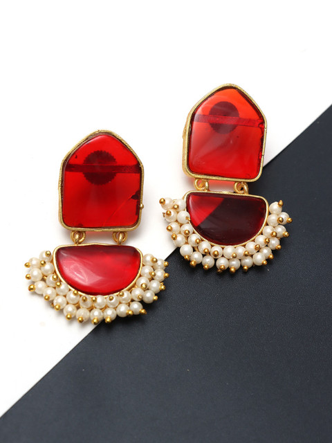 Ozanoo Gold-Plated Contemporary Drop Earrings