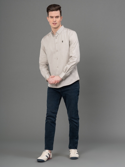 Red Tape Button-Down Collar Cotton Curved Casual Shirt - Image 7