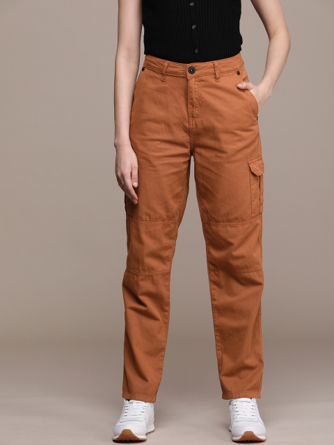 Roadster Women Slim Fit Solid Cargos Trousers