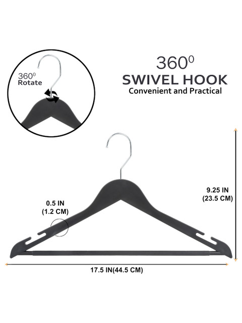 DREAM WEAVERZ Pack of 12 Black Heavy Duty Plastic Durable Adult Clothes Hangers - Image 5