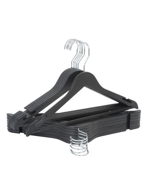 DREAM WEAVERZ Pack of 12 Black Heavy Duty Plastic Durable Adult Clothes Hangers - Image 2