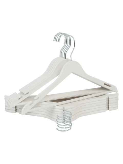 DREAM WEAVERZ Pack of 12 White Heavy Duty Plastic Durable Adult Clothes Hangers - Image 2