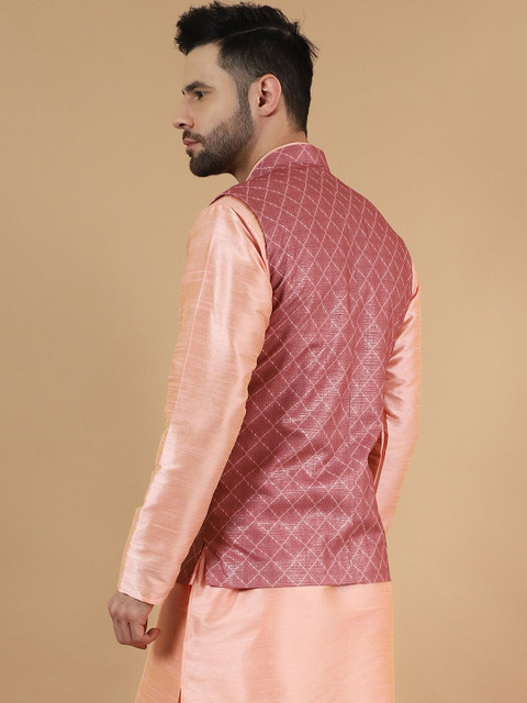 Wintage Printed Cotton Silk Nehru Jacket - Image 4