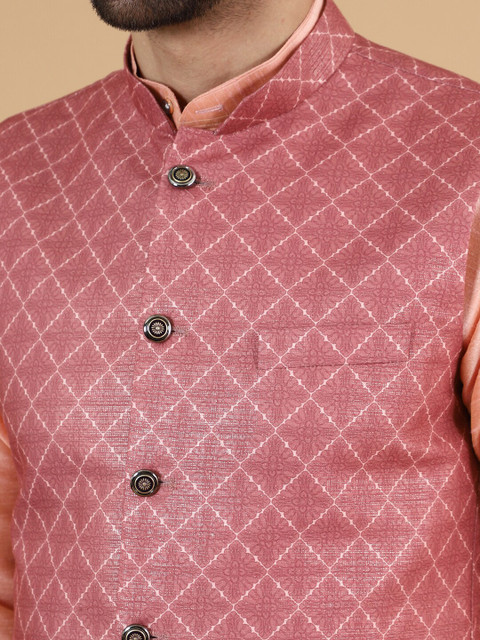 Wintage Printed Cotton Silk Nehru Jacket - Image 2